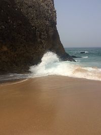 Scenic view of sea against clear sky