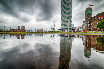 Reflection of buildings in water