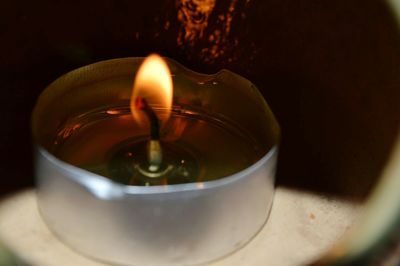 Close-up of tea light candle