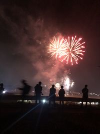 Firework display at night