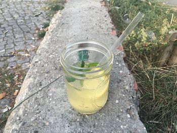 High angle view of drink