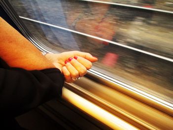 Low section of man on train