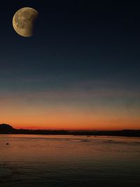 Scenic view of sea against sky at night