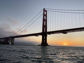 View of suspension bridge over sea
