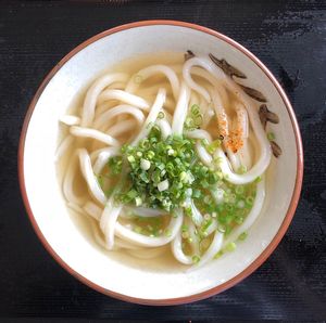 Directly above shot of soup in bowl