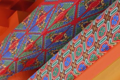 Low angle view of multi colored temple