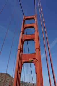 Low angle view of suspension bridge