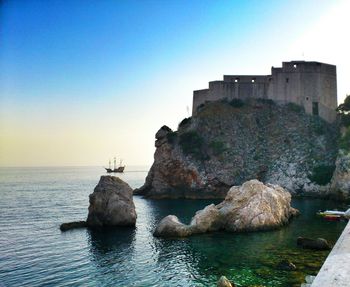 Scenic view of sea against clear sky