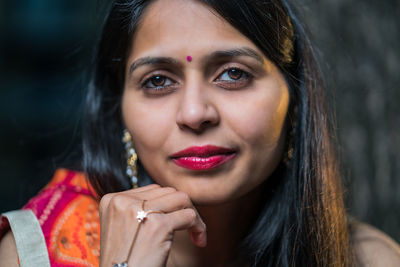 Close-up portrait of beautiful young woman