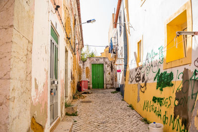 Narrow alley amidst buildings in city