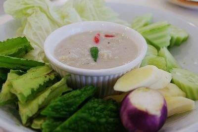 Close-up of soup in bowl