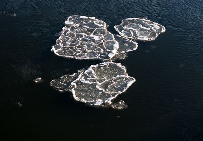 High angle view of water on rock