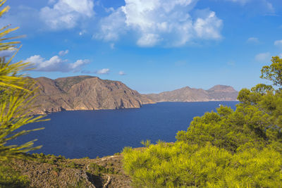 Panoramic view of sea and mountains in the mediterranean area of cartagena spain