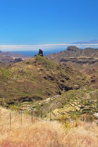 Scenic view of landscape against blue sky