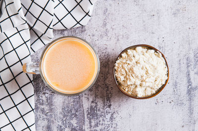 High angle view of food on table