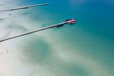 High angle view of swimming pool in sea