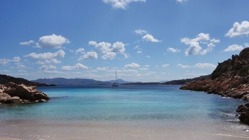 Scenic view of sea against cloudy sky