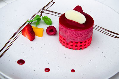 Close-up of strawberry cake