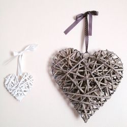 Heart shaped decorations hanging on wall