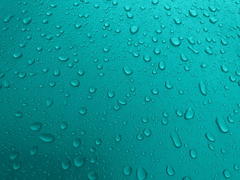 Full frame shot of raindrops on glass