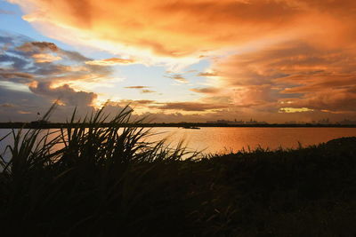 Scenic view of sea against sky during sunset