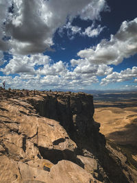 Rock formations on landscape against sky