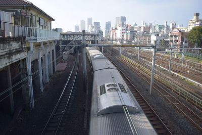 Railroad tracks in city