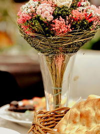 Close-up of ice cream in glass on table