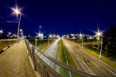 Illuminated street lights at night