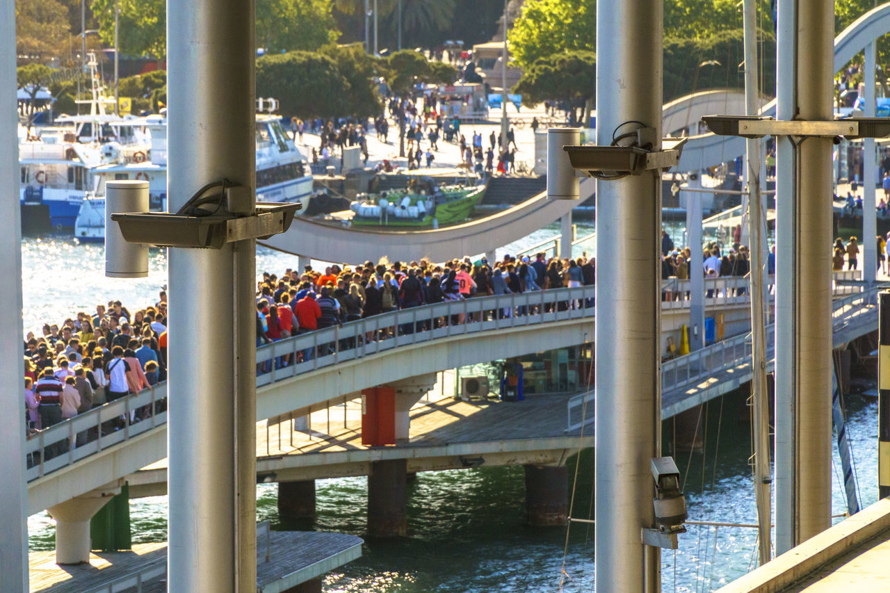 PEOPLE ON BRIDGE IN CANAL