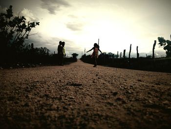 Surface level of road at sunset