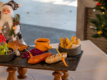 Close-up of food on table