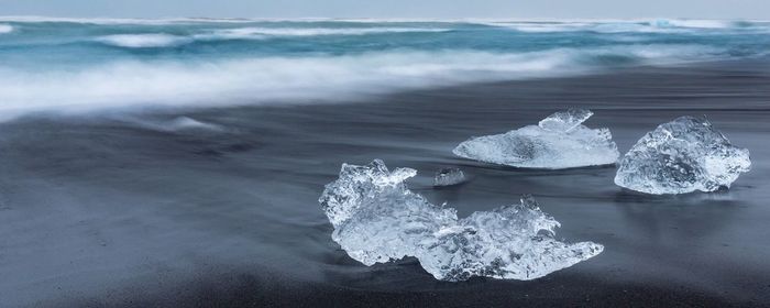 Ice blocks on a beach