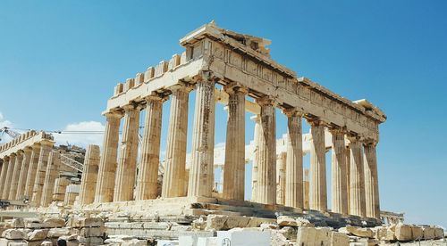 Old ruins at acropolis of athens