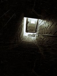 High angle view of staircase in old building