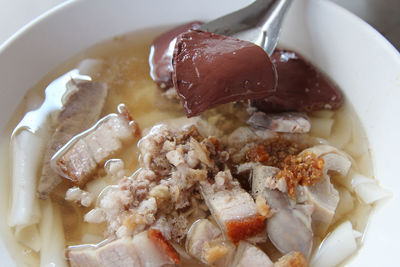 High angle view of meal served in bowl