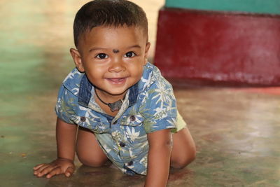 Portrait of cute boy smiling