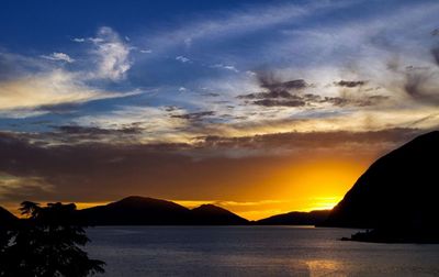 Scenic view of mountains at sunset