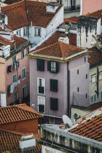 High angle view of buildings in city