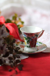 Close-up of tea served on table