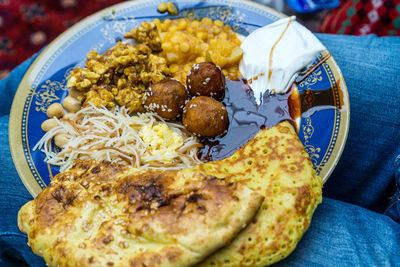 Close-up of food served in plate