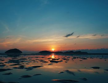 Scenic view of sea against sky during sunset