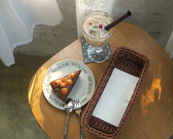 High angle view of food on table