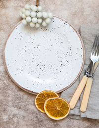 Directly above shot of fruits on table