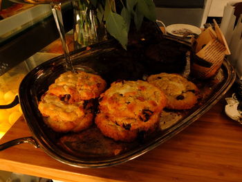 High angle view of food in plate