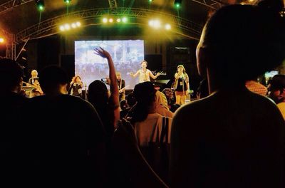 High angle view of people at music concert