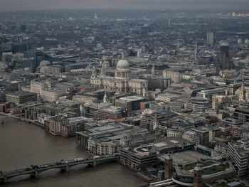 High angle view of city buildings