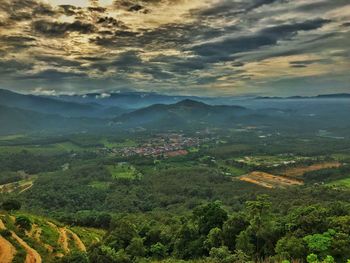 Scenic view of landscape against sky during sunset