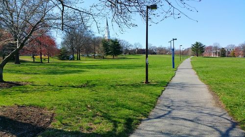 Footpath leading towards grassy field