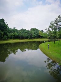 Scenic view of lake against sky